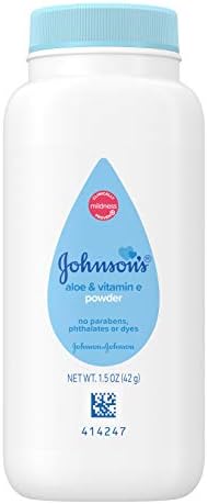 Johnson's Baby Powder with Naturally Derived Cornstarch Aloe & Vitamin E, Hypoallergenic, 1.5 oz Johnson's Baby