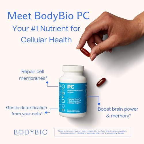 BodyBio Phosphatidylcholine 60 Softgels (Мягкие капсулы) - Nootropic Booster for Brain Health - Mental Clarity for Focus and Memory - Neuroprotection for Healthy Aging BodyBio