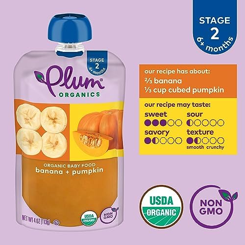 Plum Organics Stage 2 Organic Baby Food - Fruit and Veggie Variety Pack - 4 oz Pouch (Pack of 18) - Organic Fruit and Vegetable Baby Food Pouch Plum Organics