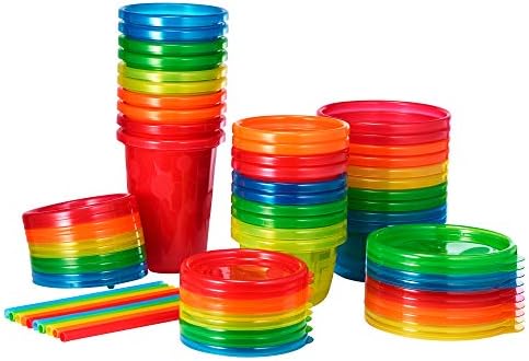 The First Years Take & Toss Spill Proof Sippy Cups - Rainbow Party Pack - Reusable Toddler Cups - Kids Cups and Snap On Lids for Ages 9 Months and Up - 20 Count The First Years