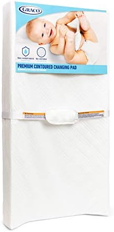 Graco Premium Contoured Changing Pad – GREENGUARD Gold Certified, Water-Resistant, Ultra-Soft Buckle Cover, Contoured Baby Changing Pad, Fits Most Standard-Size Changing Toppers, Non-Skid Bottom Graco