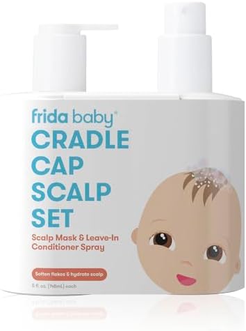 Фрида, детка, ох, черт! Спрей для фиксации чешуек Cradle Cap Flake Fixer + маска для кожи головы Дуэт | Успокаивает кожу головы ребенка, предотвращает сухость и шелушение. Frida Baby