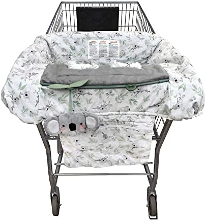 Boppy Preferred Shopping Cart and High Chair Cover with Storage Pouch,Gray Green Koala with Changeable SlideLine Toy,Plush Minky Seat,2-point Safety Belt,Wipeable and Machine Washable,6-48 months Boppy