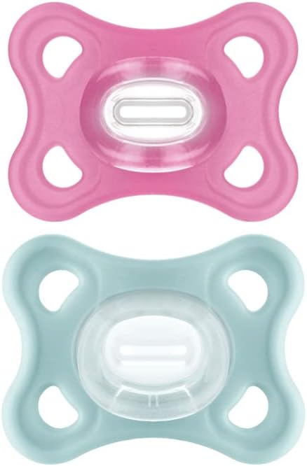 MAM Comfort Pacifiers, Newborn Pacifiers (2 Pack) 3-6 Months, Best Pacifier for Breastfed Babies, Girl Silicone MAM