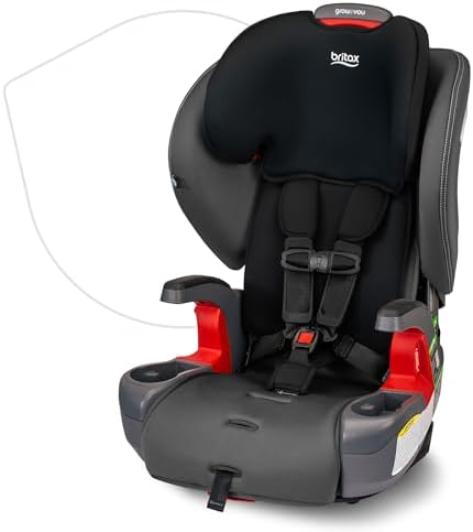 Детский бустер Britax Grow With You, 2-в-1 с высокой спинкой, быстрая регулировка 5-точечного ремня, Мод Черный Britax