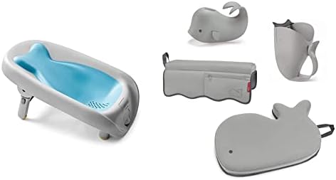 Skip Hop Infant Bathtime Essentials with Recline & Rinse Bather and Bath Essentials, Grey Skip Hop