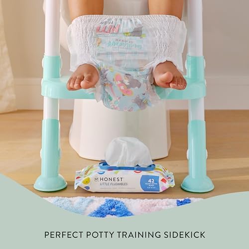 The Honest Company Plant-Based Toddler Flushable Wipes | Designed for Potty Training | 99% Water, Hypoallergenic, EWG Verified, Safe to Flush | Fragrance Free, 42 Count The Honest Company