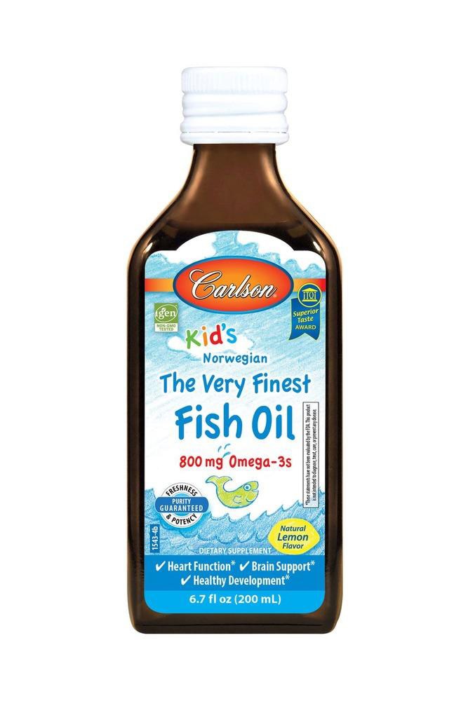 Kid's Norwegian Fish Oil Omega-3s Natural Lemon -- 800 mg - 6.7 fl oz (Жидкие унции) Carlson