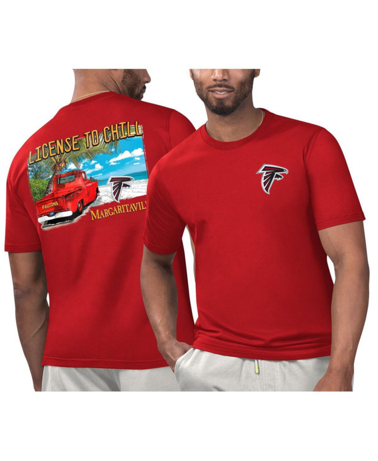 Мужская красная футболка Atlanta Falcons Licensed to Chill с коротким рукавом и круглым вырезом Margaritaville