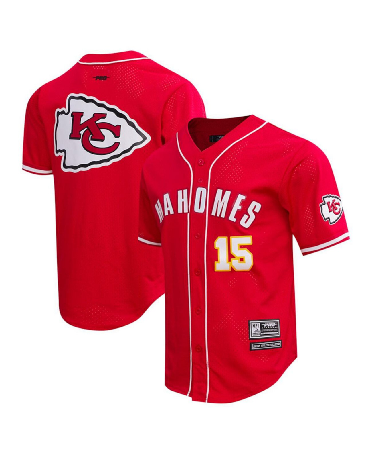 Красная кнопочная футболка для мужчин Patrick Mahomes Kansas City Chiefs, короткий рукав Pro Standard