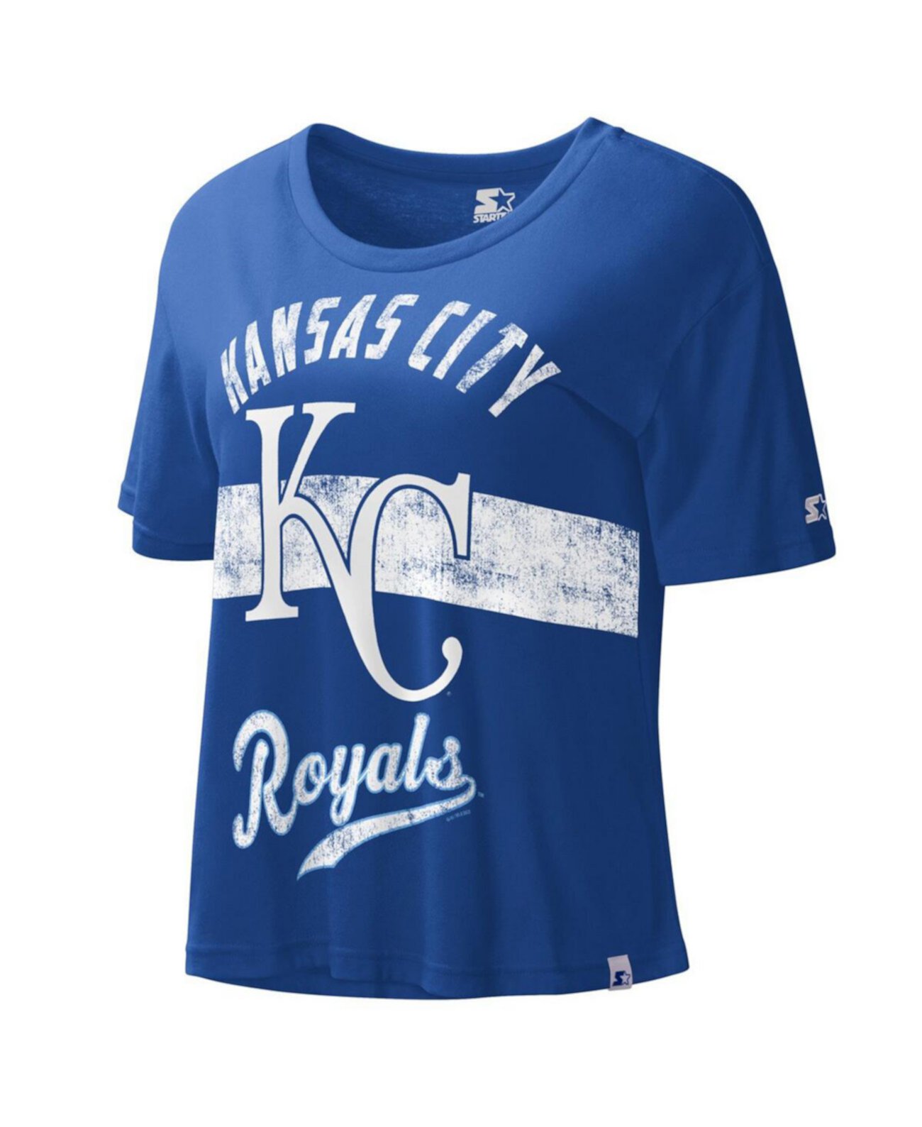 Женский укороченный топ Starter Kansas City Royals с эффектом потертости и короткими рукавами Starter