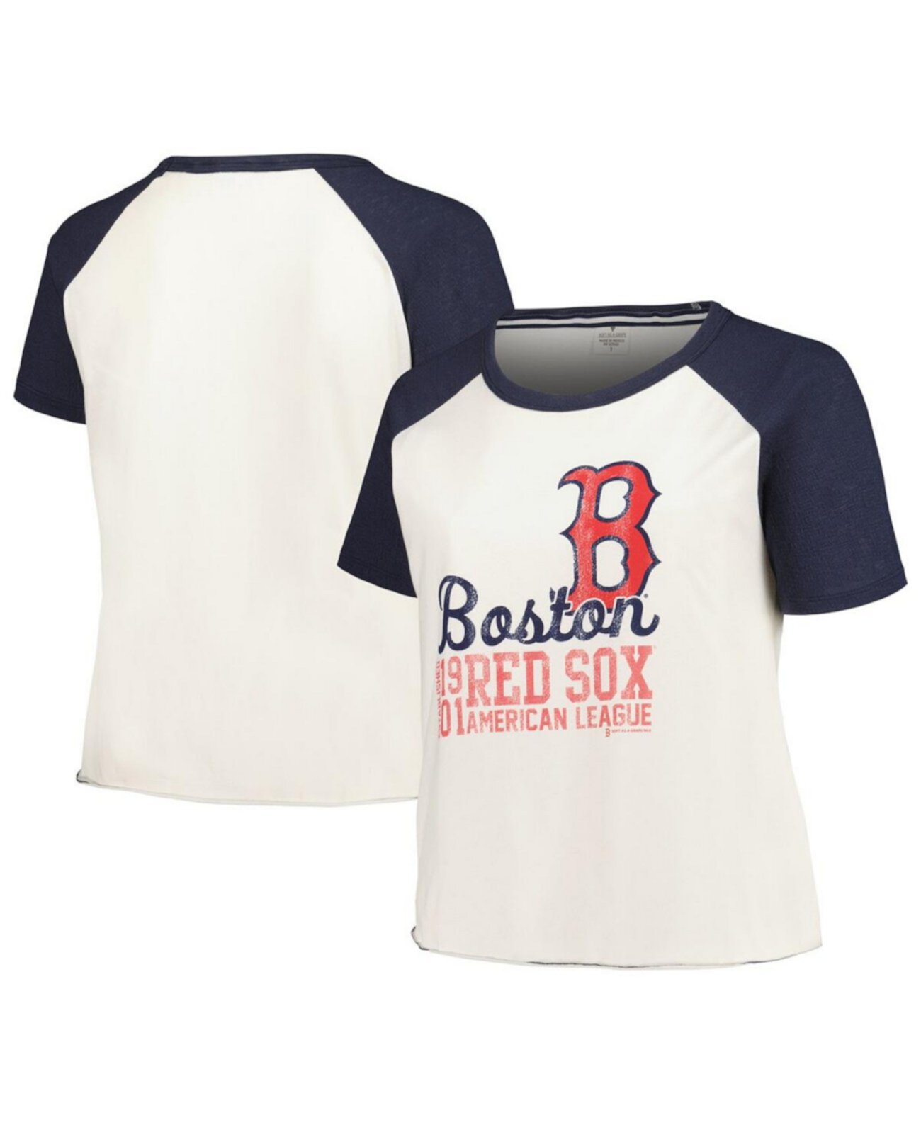 Женская белая футболка Boston Red Sox с рукавами реглан размера плюс от Soft As A Grape Soft As A Grape