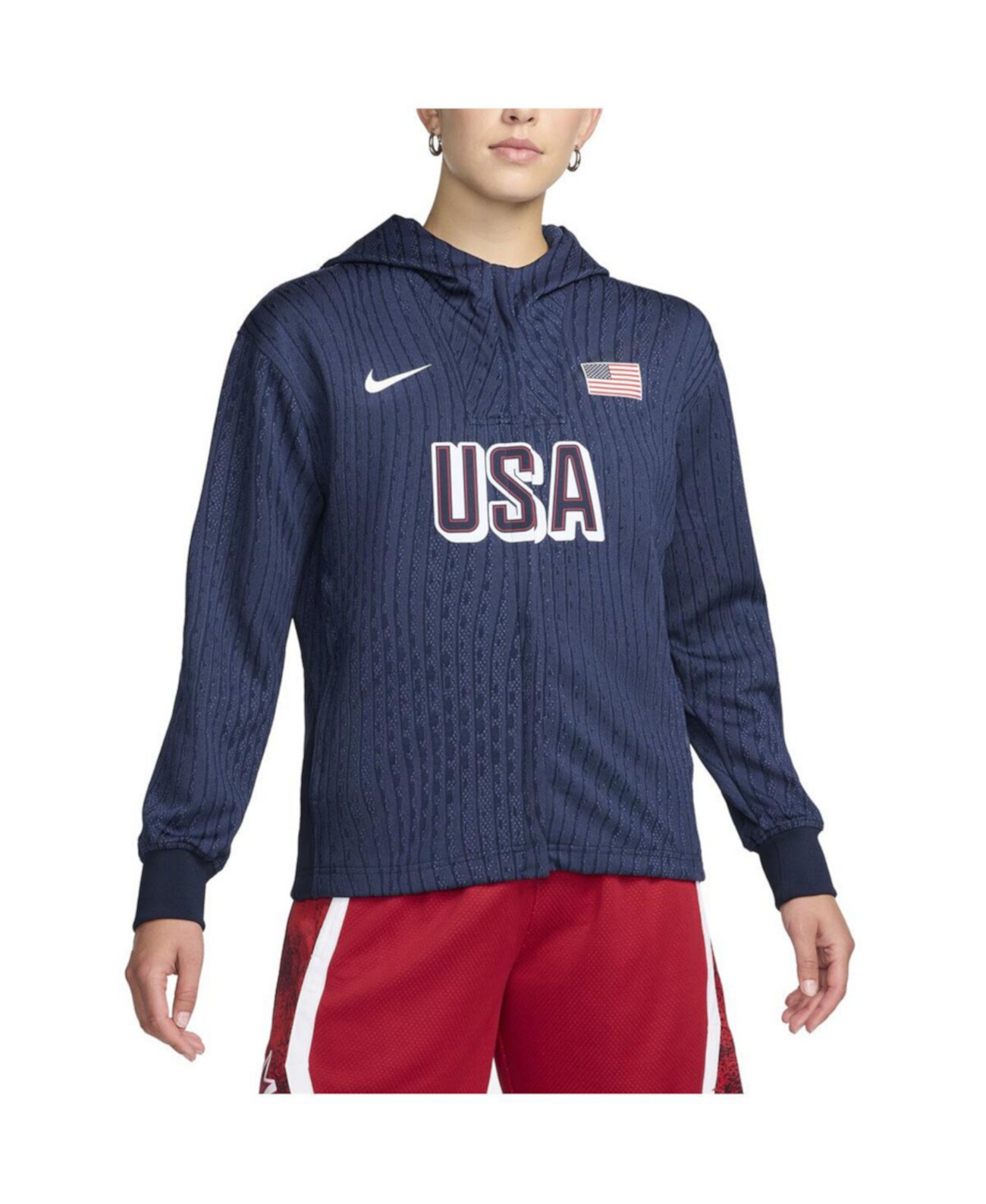 Женская синяя олимпийская куртка с капюшоном и карманами Nike USA Basketball Authentic Nike