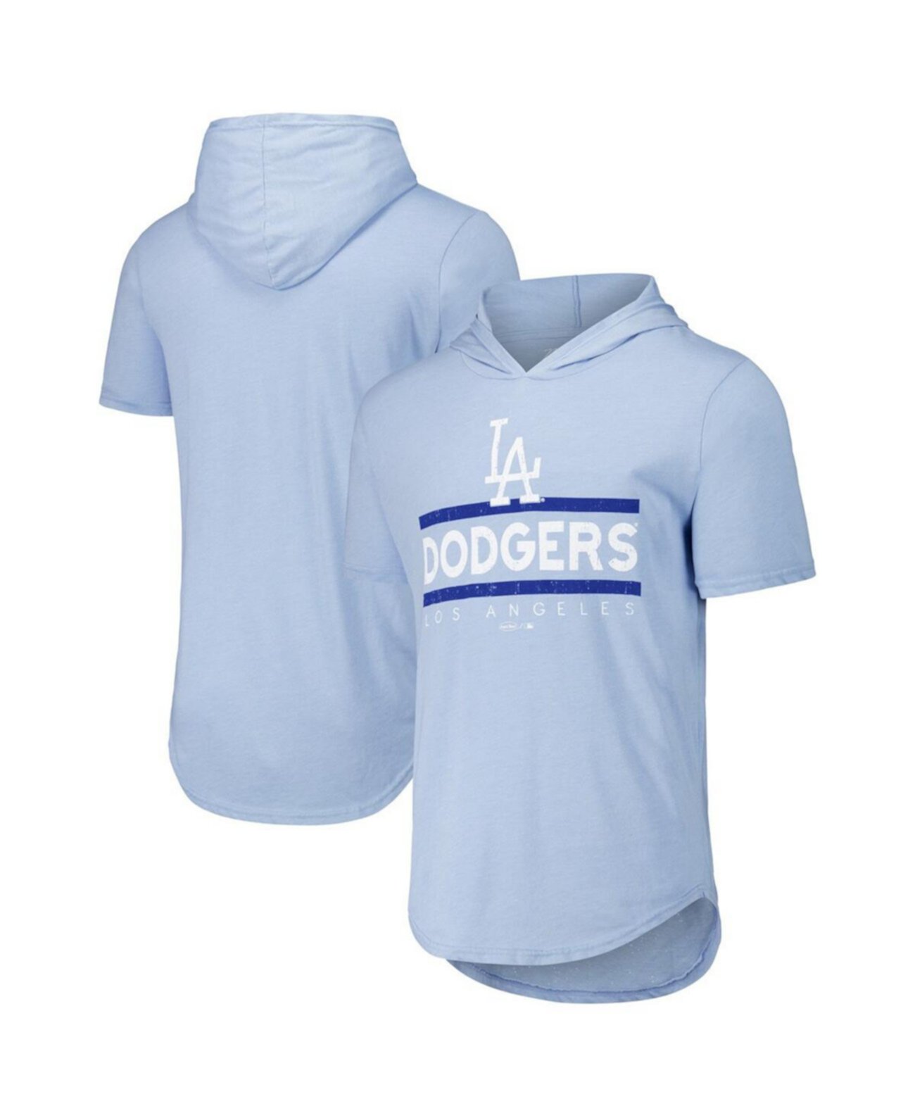 Men's Threads Light Blue Los Angeles Dodgers Tri-Blend Hoodie T-Shirt Majestic