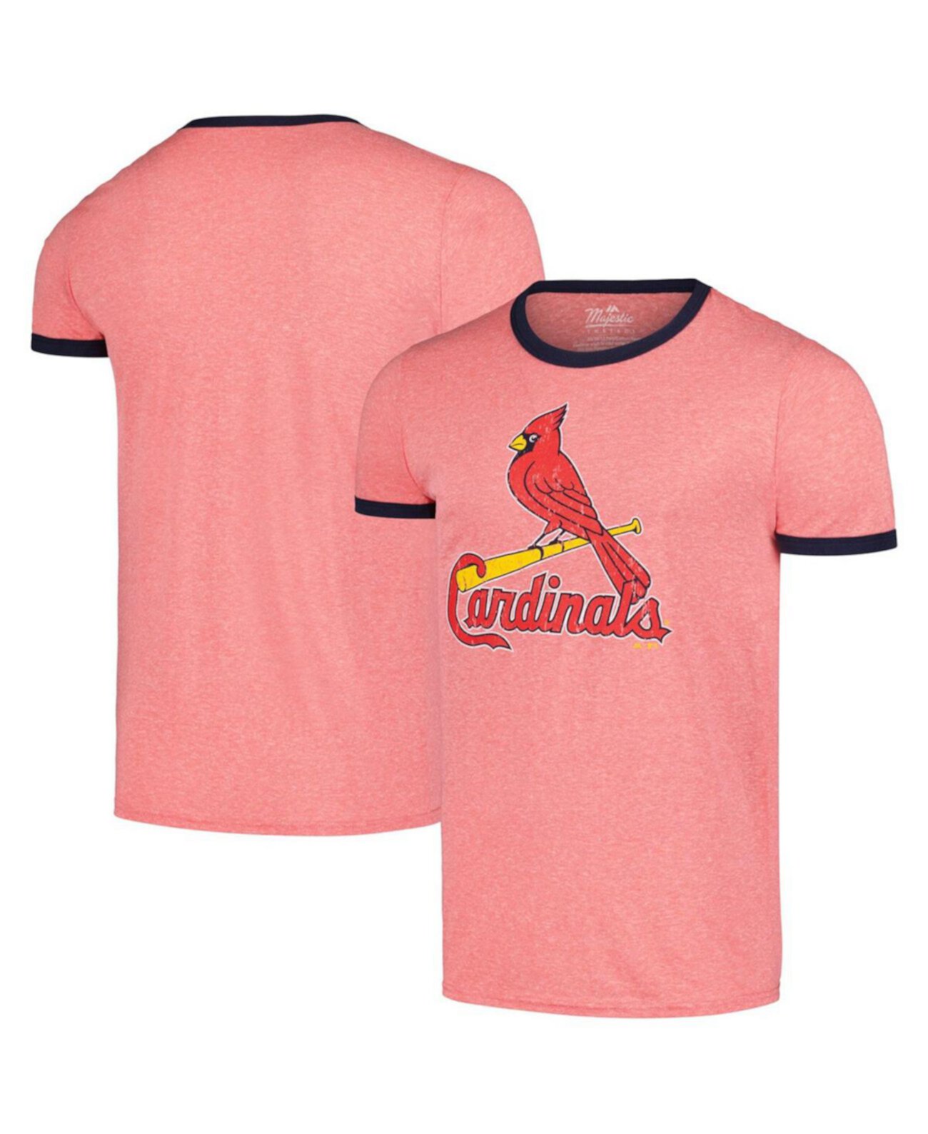 Мужская красная футболка Majestic St. Louis Cardinals Ringer с тройным составом ткани Majestic