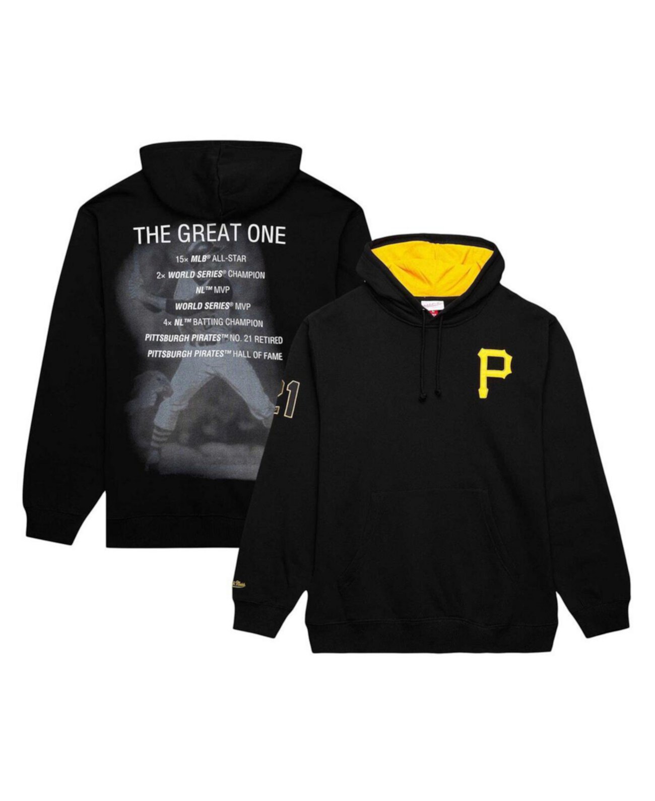 Мужское Худи Mitchell & Ness Roberto Clemente Черное с винтажным логотипом Pittsburgh Pirates Mitchell & Ness