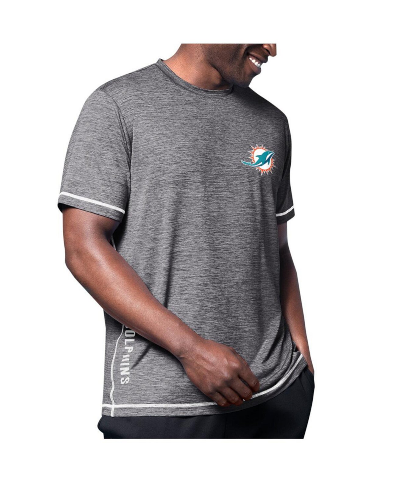 Мужская Джерси MSX by Michael Strahan Черная Miami Dolphins Motion Space-Dye Футболка MSX by Michael Strahan