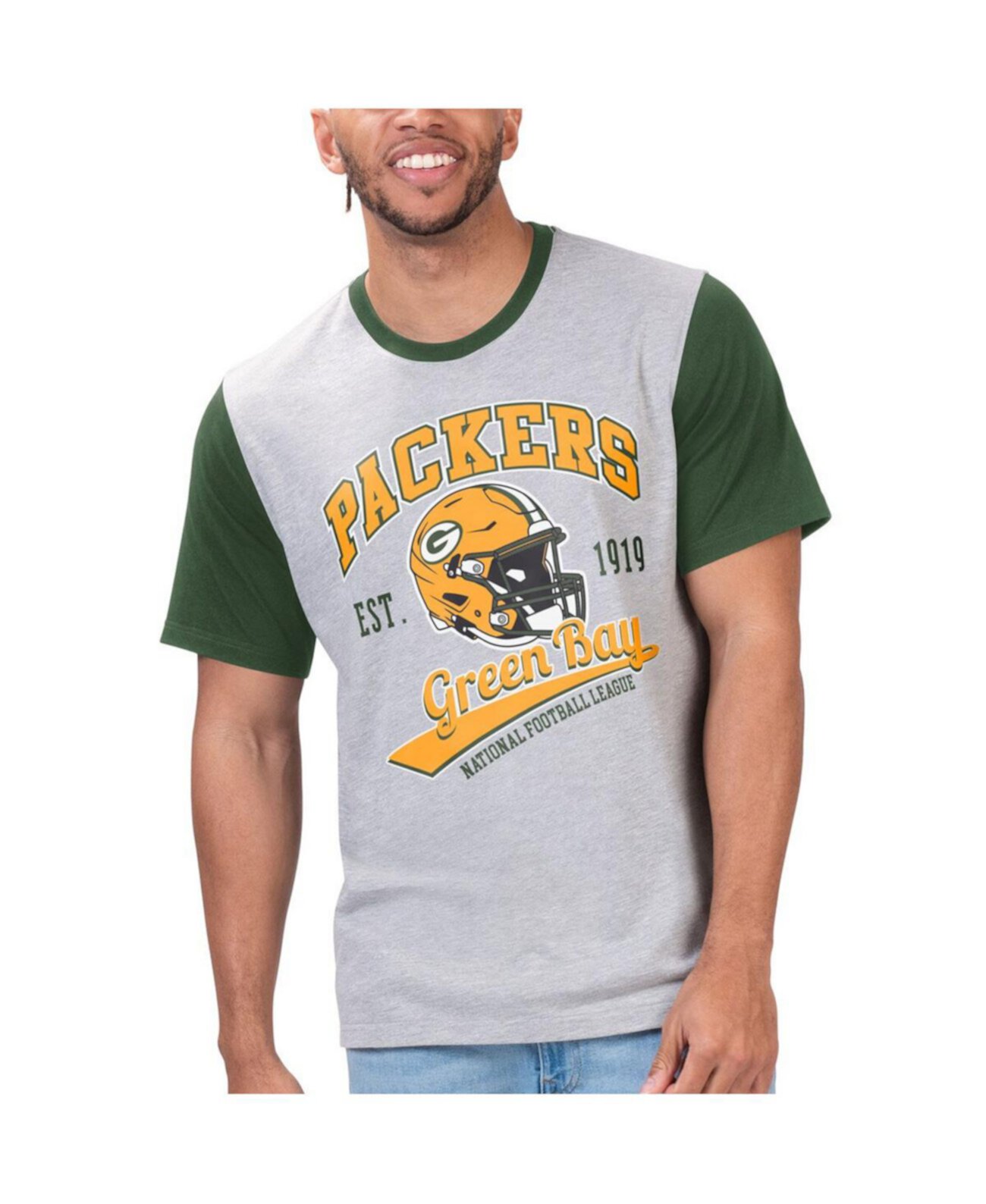 Мужская Джерси G-III Sports Heather Gray Green Bay Packers Black Label T-Shirt G-III Sports