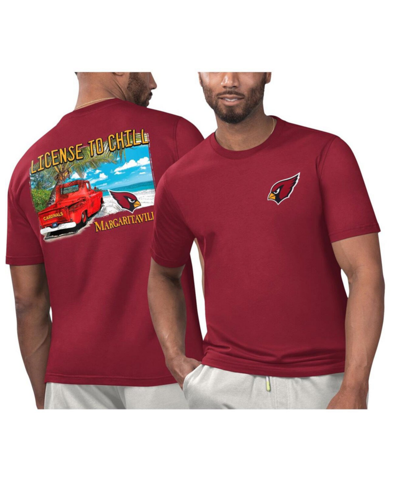 Мужская футболка Arizona Cardinals Licensed to Chill от Margaritaville, 60% хлопок / 40% полиэстер Margaritaville