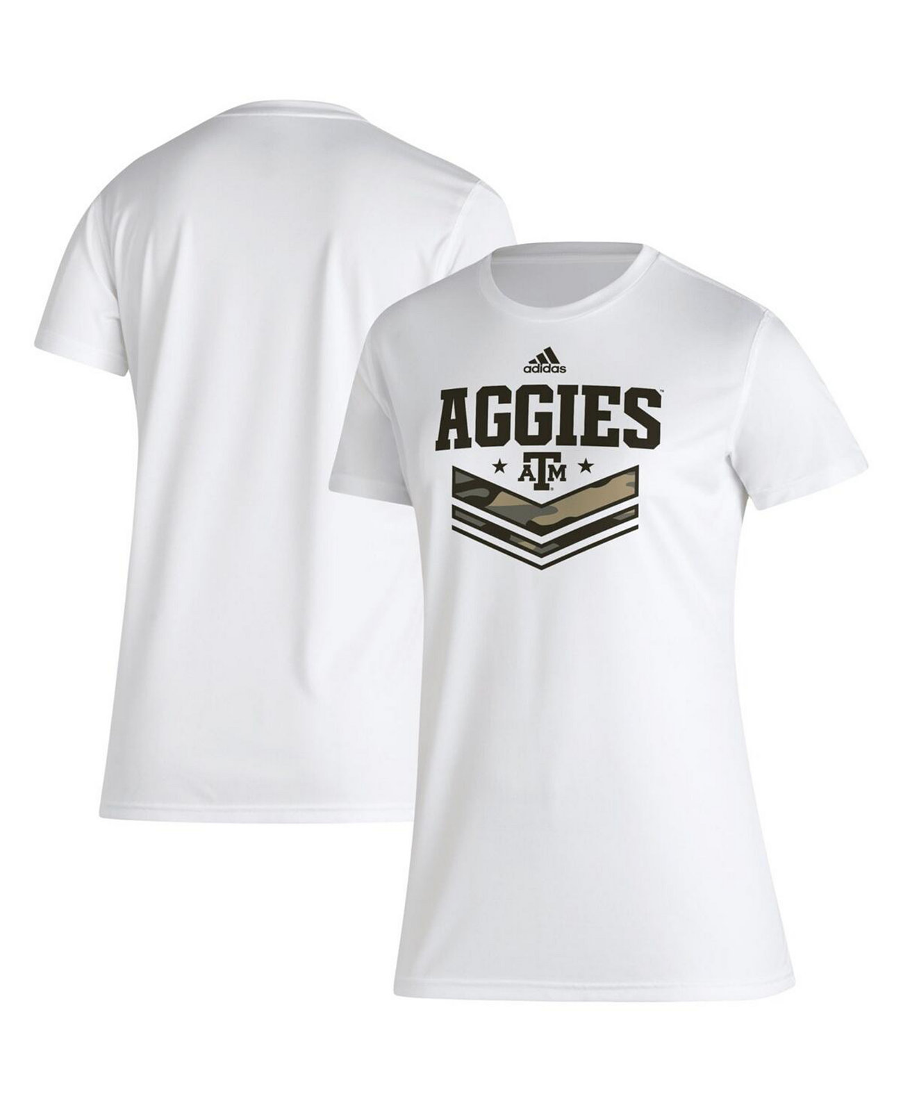 Женская белая футболка Adidas Texas A&M Aggies с технологией AEROREADY Adidas