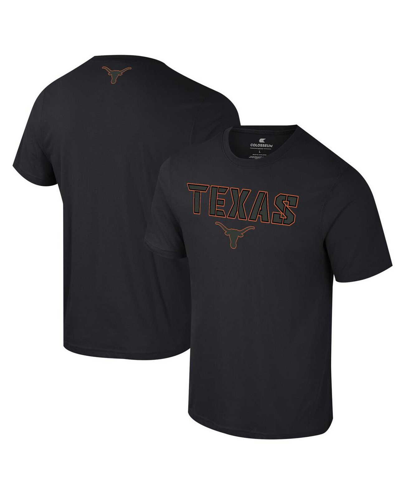 Мужская футболка Texas Longhorns с активным составом и черным принтом Colosseum