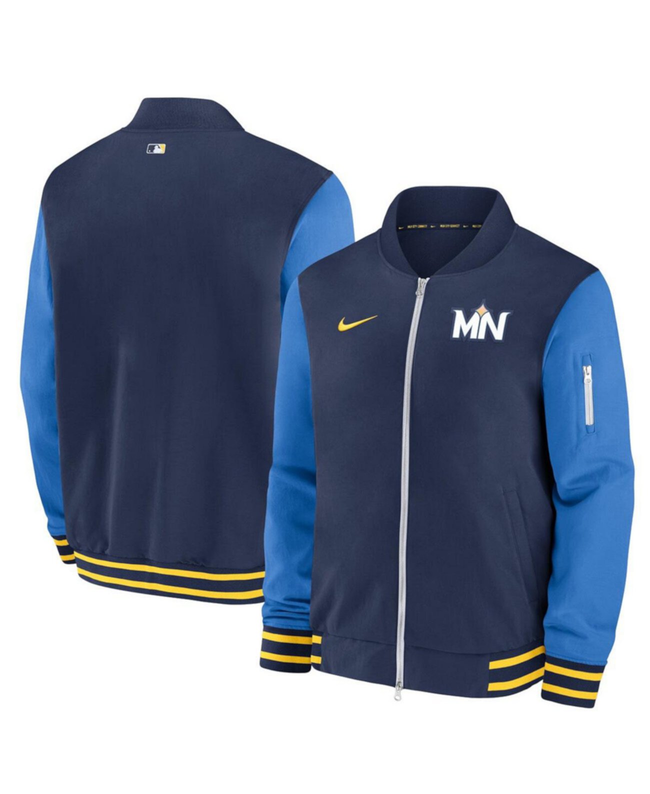 Мужская Повседневная куртка Nike Minnesota Twins 2024 City Connect Authentic Collection Game Time Full-Zip Bomber Nike