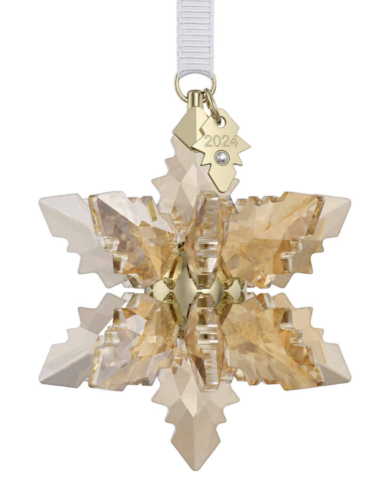 2024 Gold-Tone Accent Crystal Snowflake Ornament Swarovski