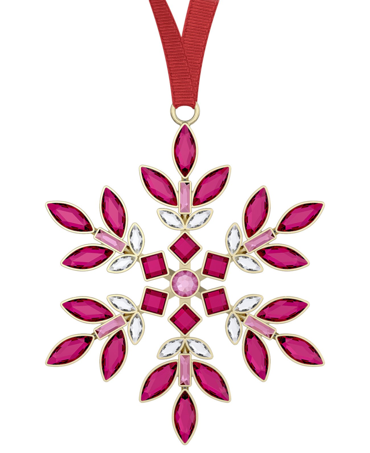 Red Crystal Hanging Snowflake Ornament Swarovski