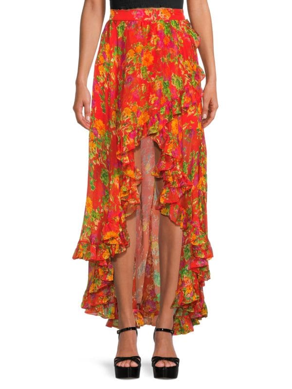 Женская Юбка мини CAROLINE CONSTAS Del Floral Silk High Low CAROLINE CONSTAS