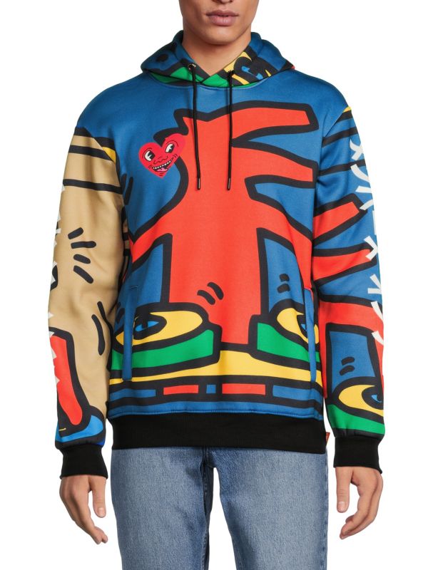 Haring Graphic Drawstring Hoodie Members Only