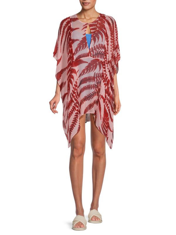 Женское Пляжное Платье и Туника Roberto Cavalli Fern Leaf Caftan Мини Roberto Cavalli