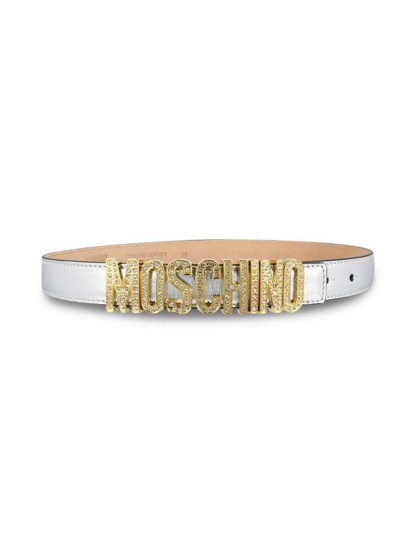 Ремень Moschino Embellished Logo Leather Moschino