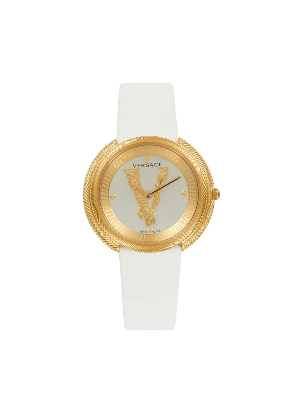 Механические часы Versace Thea 38MM IP Goldtone из нержавеющей стали и кожаным ремешком Versace