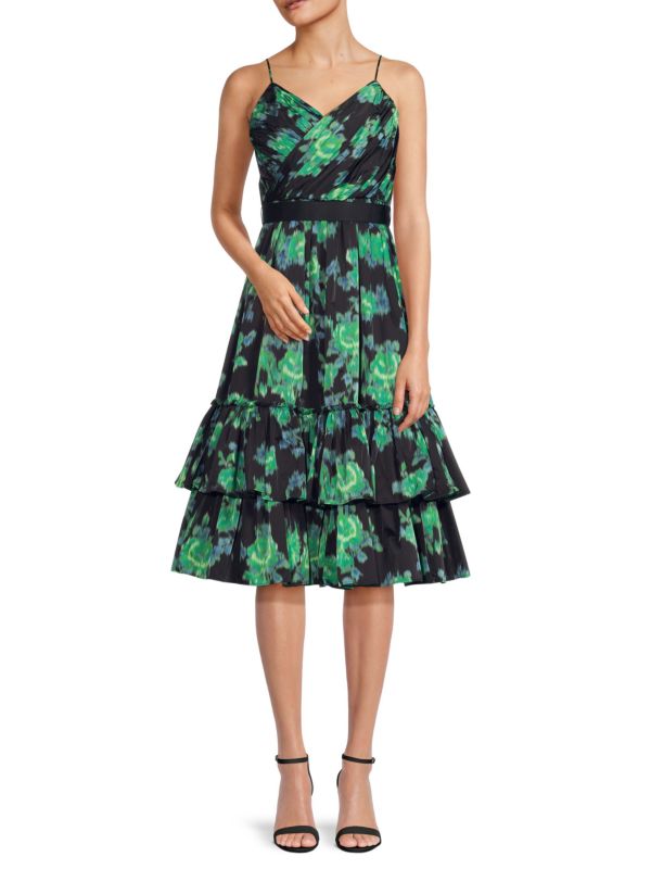 Женское Повседневное платье Zac Posen Ikat Taffeta Midi Zac Posen