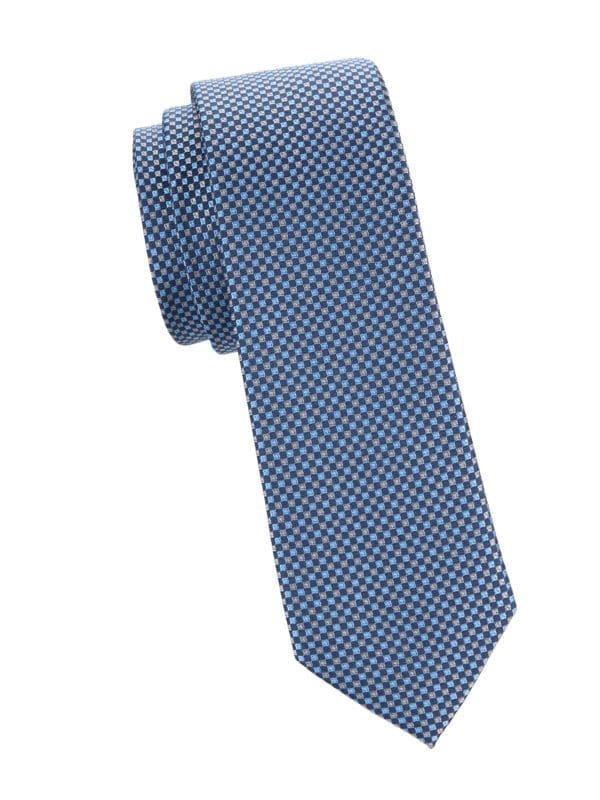 Micro Check Silk Blend Tie Andrew Marc