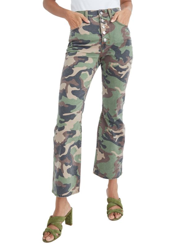 Женские Укороченные джинсы VERONICA BEARD Carly Mid Rise Camo Flare VERONICA BEARD