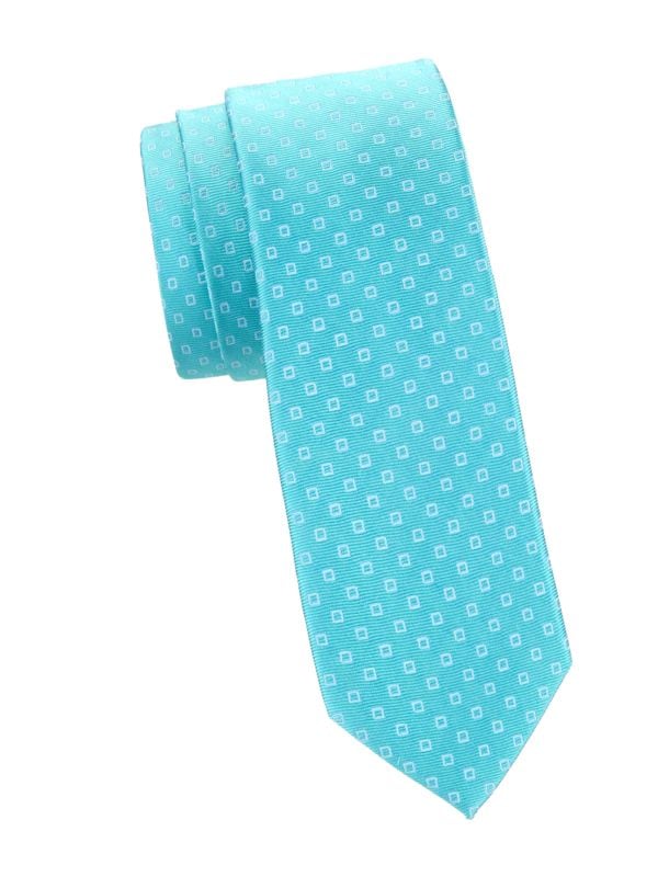 Kid's Square Pattern Silk Blend Tie Andrew Marc