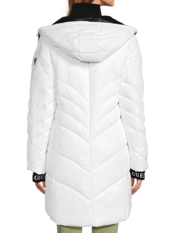 Женский Пуховик GUESS Longline Hooded Puffer Bib Jacket GUESS