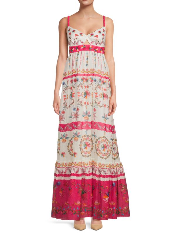 Женское Вечернее платье SALONI Naki Print Tiered A Line Maxi SALONI