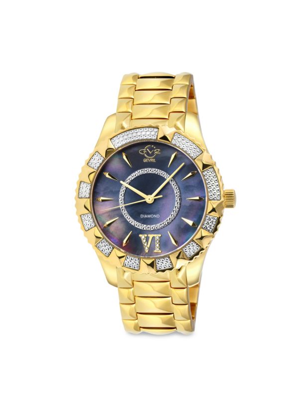 Механические часы GV2 Venice 38.5MM IP Goldtone Stainless Steel & Diamond Bracelet Watch GV2