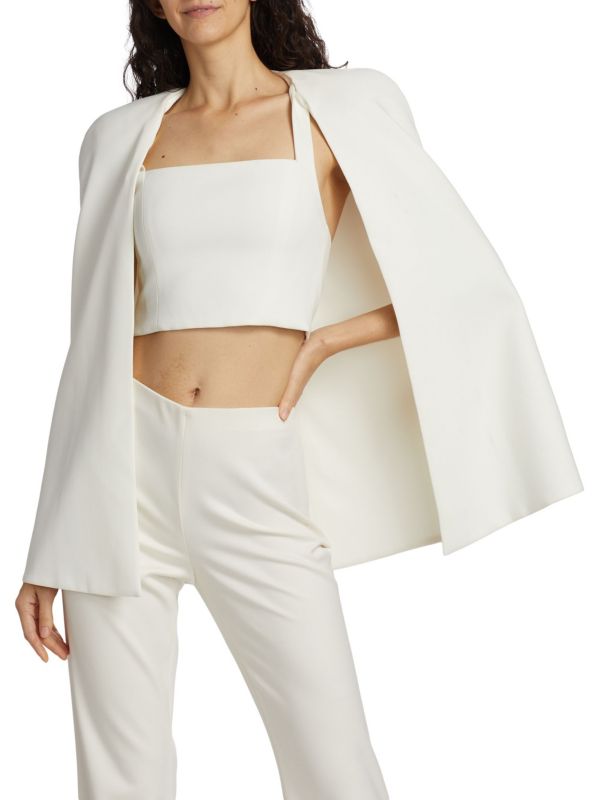 Топ Marcia Solid Crop Cape от Alice + Olivia с длинными рукавами и капой Alice + Olivia