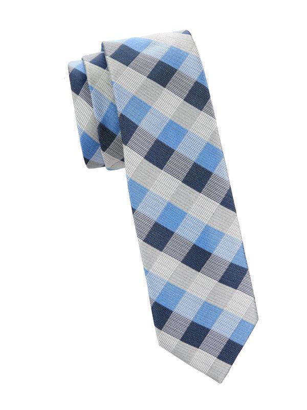 Kid's Check Silk Blend Tie Andrew Marc