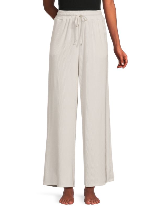 Женские Пижамные брюки и шорты RACHEL PARCELL Ribbed Wide Leg Pants RACHEL PARCELL