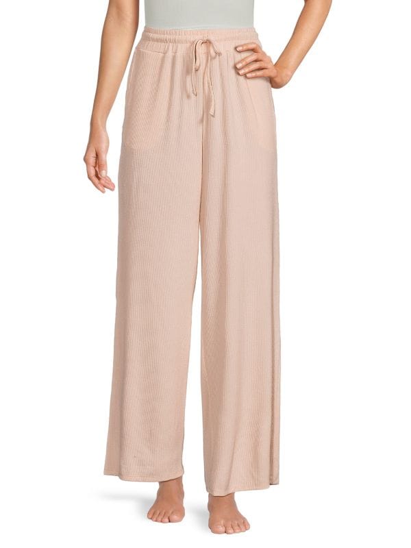 Женские Пижамные брюки и шорты RACHEL PARCELL Ribbed Wide Leg Pants RACHEL PARCELL