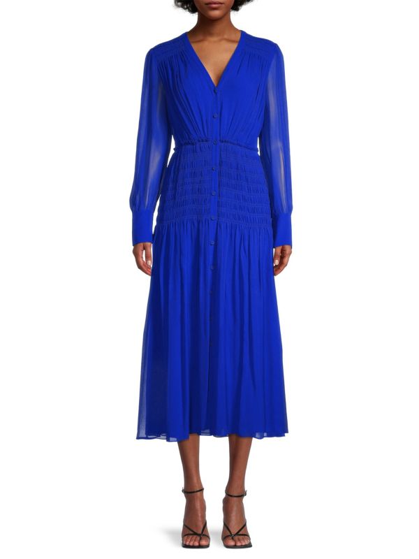 Женское Вечернее платье Jason Wu Smocked Silk Midi Jason Wu