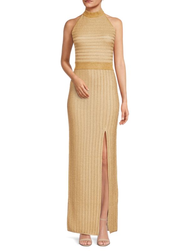 Женское Вечернее платье Herve Leger Mockneck Front Slit Herve Leger