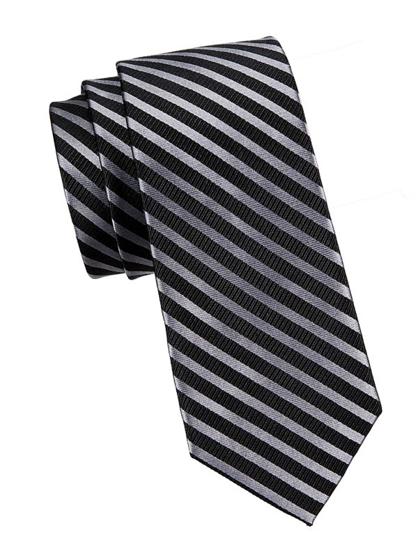 Галстук Saks Fifth Avenue Striped Silk Saks Fifth Avenue