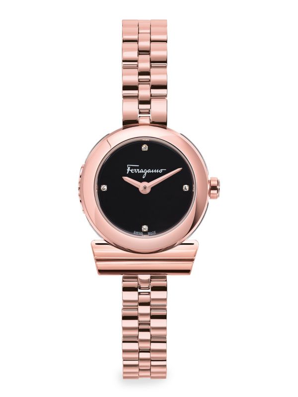 Механические часы Ferragamo Gancino 22.5MM IP Rose Gold Stainless Steel & 0.01 TCW Diamond Bracelet Watch Ferragamo