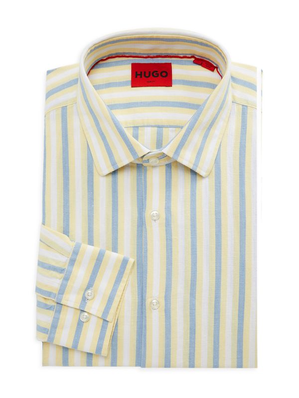 Мужская Классическая рубашка HUGO BOSS Kenno Striped Slim Fit HUGO BOSS