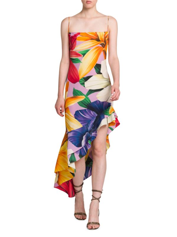 Asymmetric Floral Silk Midi Dress Etro